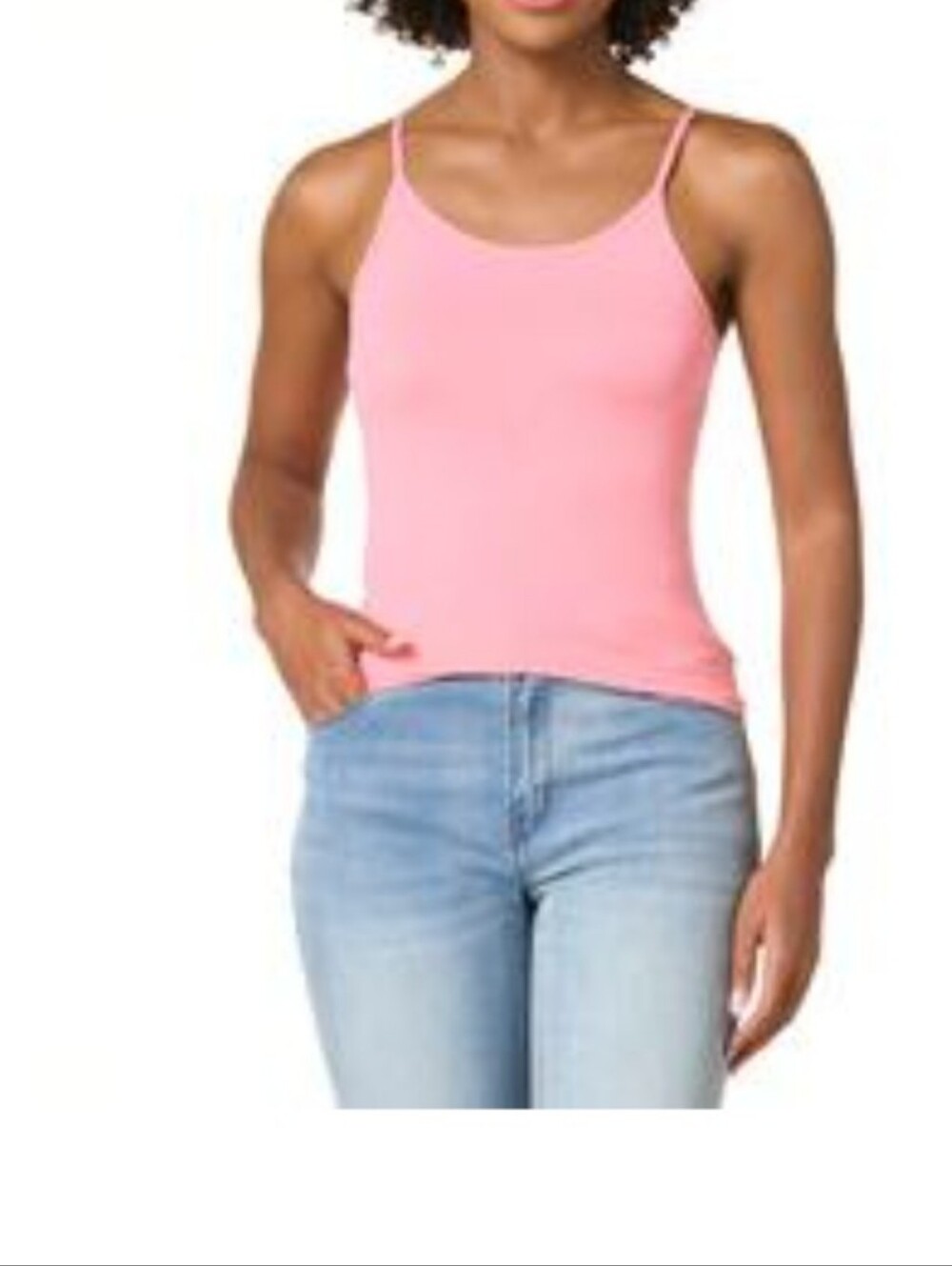 Body Solutions Plumeria Pink Adjustable Spaghetti Strap Camisole